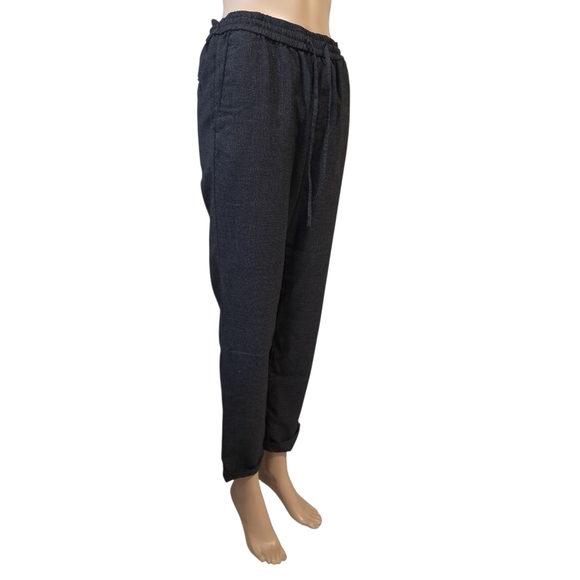 Men's Black Drawstring Pants - Picture 2 of 4